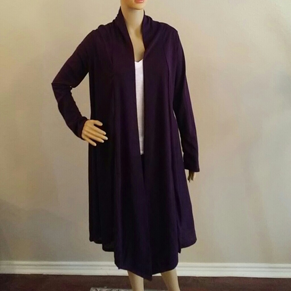 RAGS & COUTURE Purple Ladies Hacci Open Cardigan